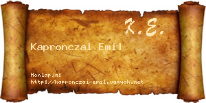Kapronczai Emil névjegykártya