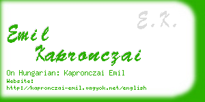 emil kapronczai business card